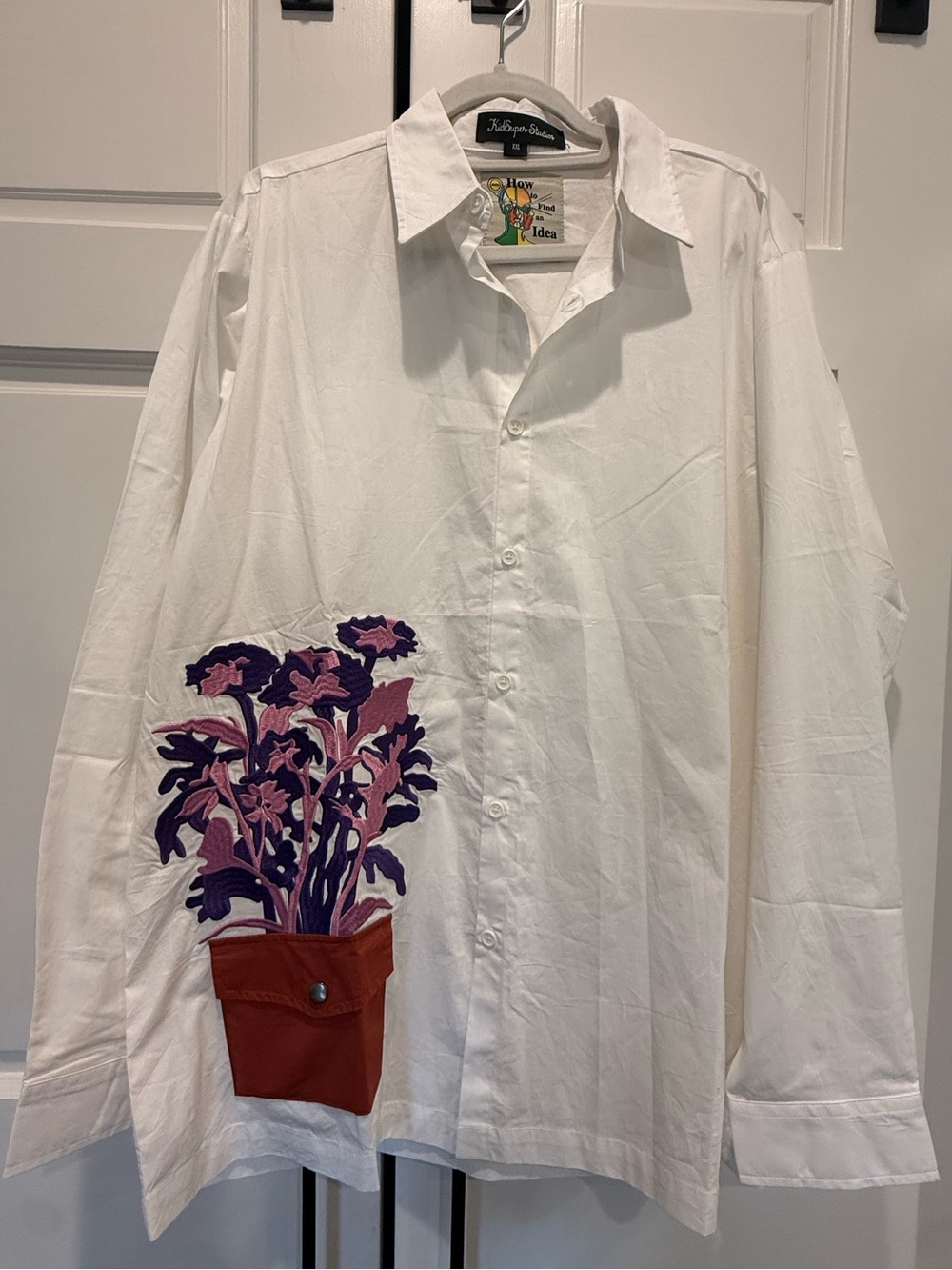 KidSuper Studios Flower Pot Embroidered Shirt, Size XXL, NWOT